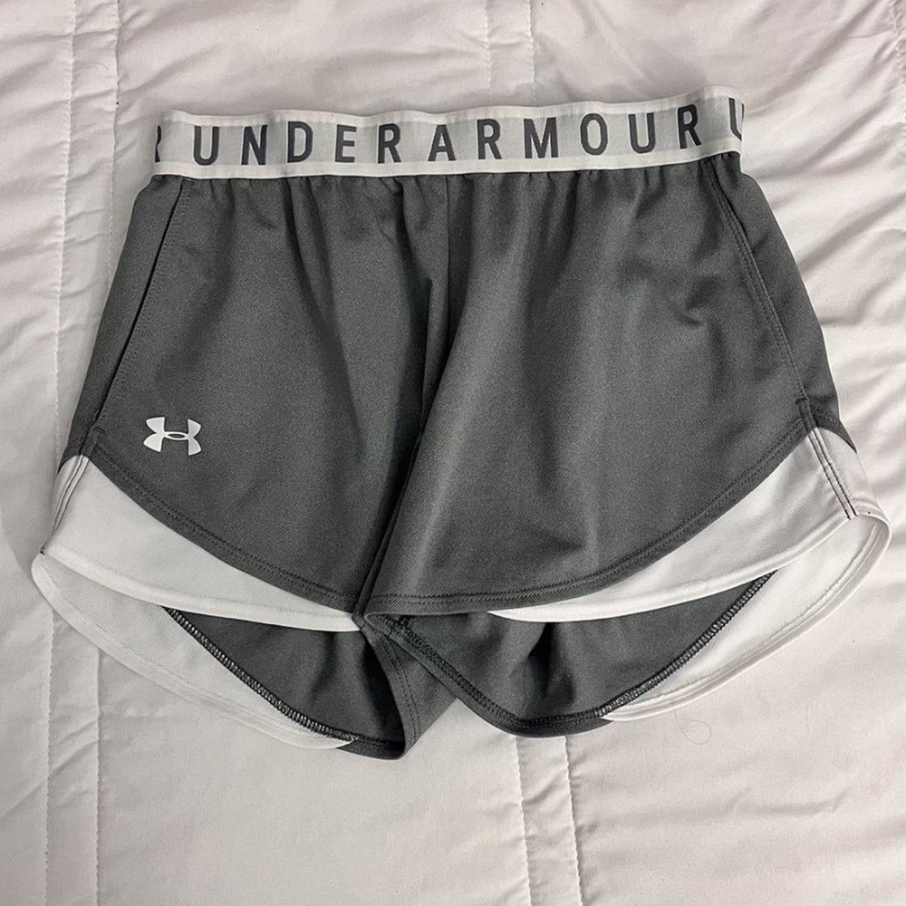 Under Armour Women's Charcoal and White Athletic Shorts